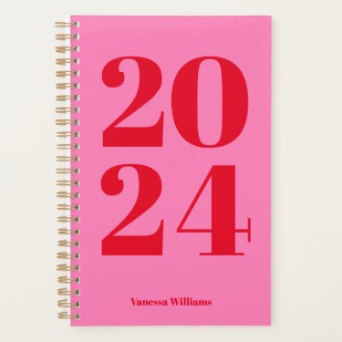 2024 Modern Bold Red - Hot Pink Typography Planner