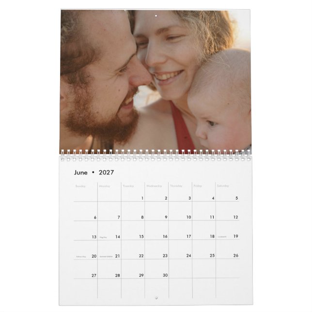 2024 Modern Custom Photo Create Your Own Family Calendar (Jun 2027)