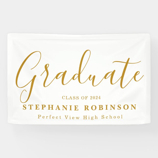 2024 Modern Gold Script Graduation Party Banner (Horizontal)