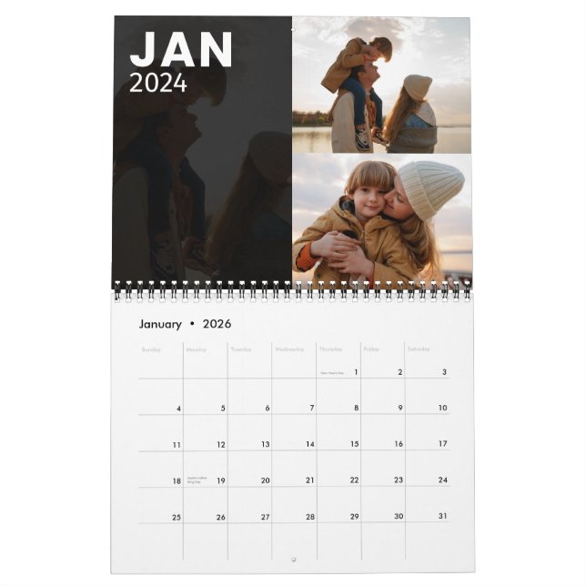 2024 Modern Gray Family Photo Calendar (Jan 2026)