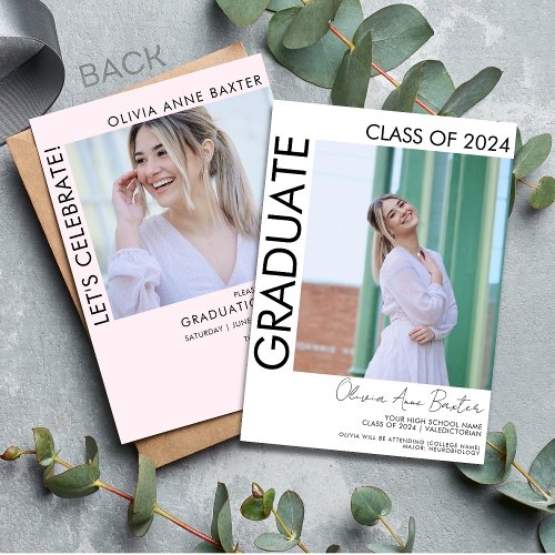 2024 Modern Minimal Photo Graduation Party Invitat Invitation