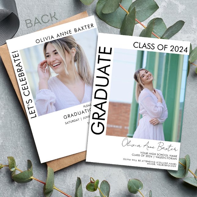 2024 Modern Minimal Photo Graduation Party Invitation (Creator Uploaded)