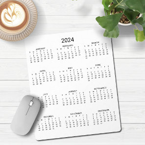 2024 Modern Minimalist Black and White Calendar Mouse Pad