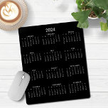 2024 Modern Minimalist Black White Calendar Mouse Pad<br><div class="desc">2024 Modern Simple Black and White Calendar Mouse Pad featuring a simple,  minimalist year-at-a-glance calendar. This is a simple black and white,  but the colors are all customizable. Please contact us at cedarandstring@gmail.com if you need assistance with the design or matching products.</div>