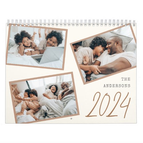 2024 Modern Minimalist Boho Family Photo Collage  Calendar