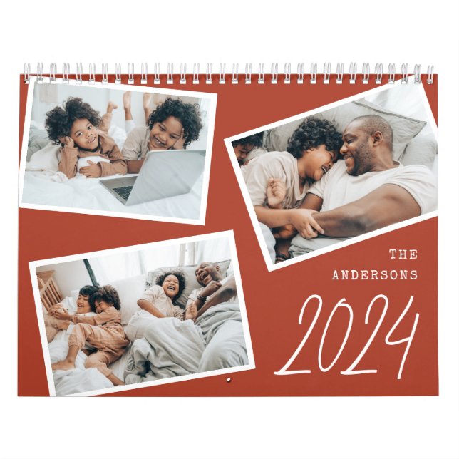 2024 Modern Minimalist Terracotta Photo Collage  Calendar (Cover)