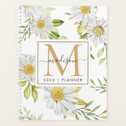 2024 Monogram Daisy Floral Weekly Monthly Planner