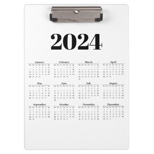 2024 Monthly Calendar  Any background  Clipboard