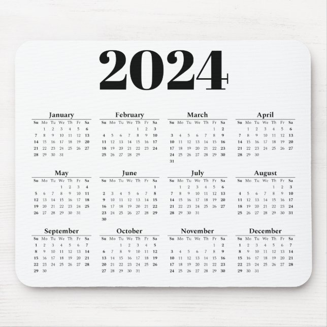2024 Monthly Calendar | Any background  Mouse Pad (Front)