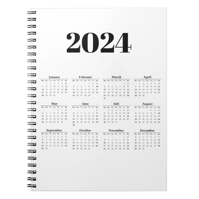 2024 Monthly Calendar | Any background  Notebook (Front)