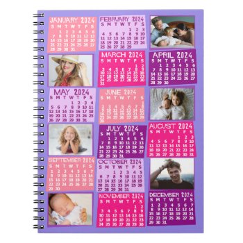 2024 Monthly Calendar Cute Mod 6 Photo Collage Notebook by FancyCelebration at Zazzle