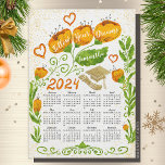 2024 Motivational Calendar Magnet Graduate Orange<br><div class="desc">Create a unique 2024 magnetic calendar that is personalized with a graduate's name and features a cute orange watercolor floral design with a hat and diploma and motivational saying.</div>