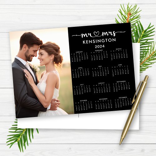 2024 Mr Mrs Newlywed Just Married Photo Holiday Postcard