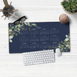 2024 Navy Blue Greenery Calendar Desk Mat<br><div class="desc">2024 Navy Blue Greenery Calendar Desk Mat Mouse Pad. This version is in chic navy blue,  but the colors can easily be customized! Please contact us at cedarandstring@gmail.com if you need assistance with the design or matching products.</div>