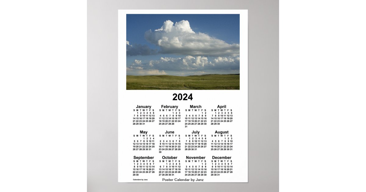2024 Nebraska Sandhills Calendar by Janz Poster | Zazzle