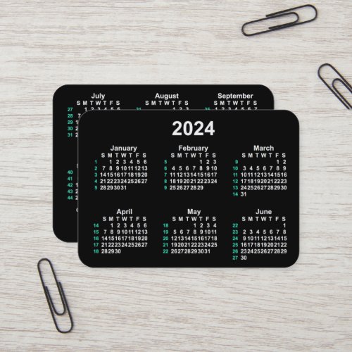 2024 Neon 52 Week ISO Calendar by Janz Business Card