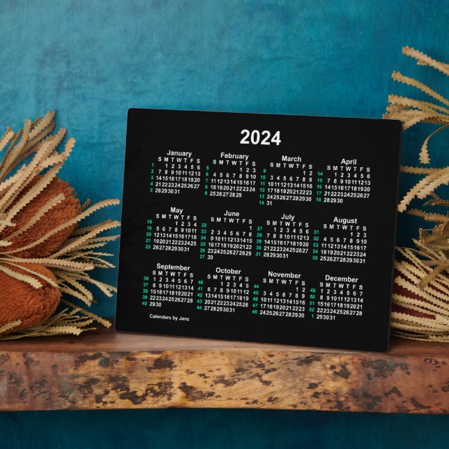 2024 Neon 52 Week ISO Desk Calendar by Janz 8x10 Plaque (Side)