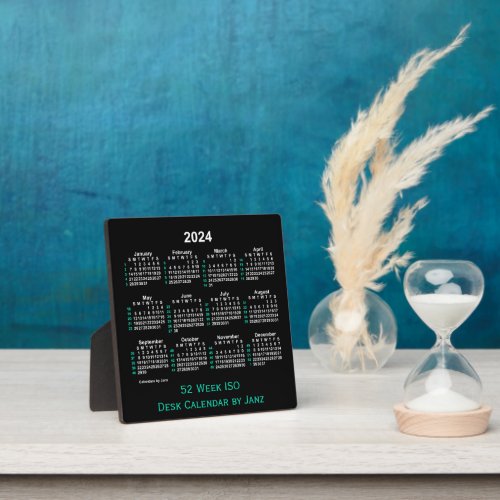 2024 Neon 52 Week ISO Desk Calendar by Janz Plaque