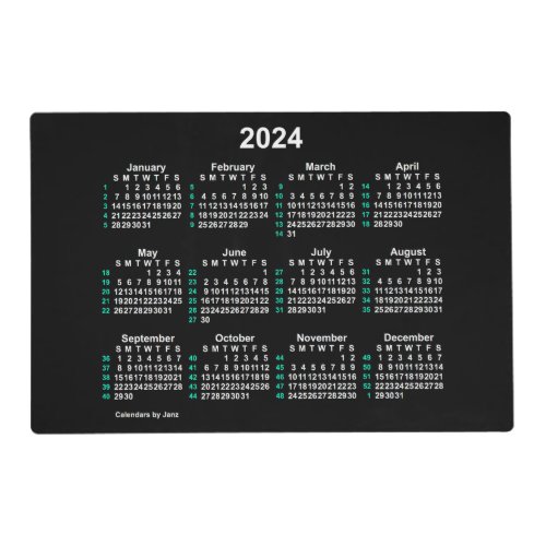 2024 Neon 52 Week ISO Laminated Calendar by Janz Placemat