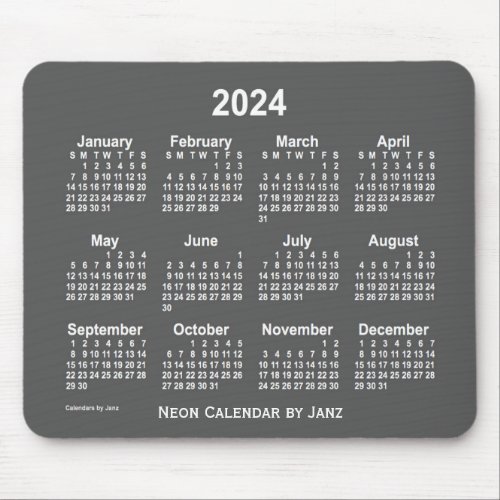 2024 Neon Charcoal Calendar by Janz Mouse Pad