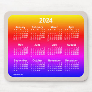 2024 Neon Rainbow Calendar by Janz Two Tone Mouse Pad