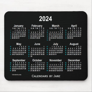 2024 Neon White 52 Weeks Calendar by Janz Mouse Pad