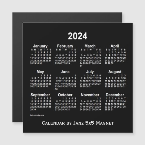 2024 Neon White Calendar by Janz 5x5 Magnet