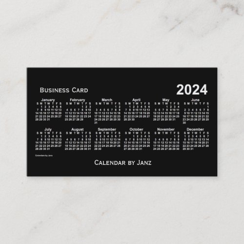 2024 Neon White Calendar by Janz Business Card