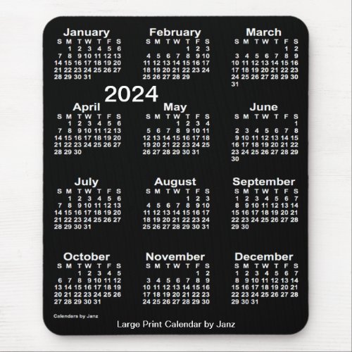 2024 Neon White Large Print Calendar by Janz Mouse Pad