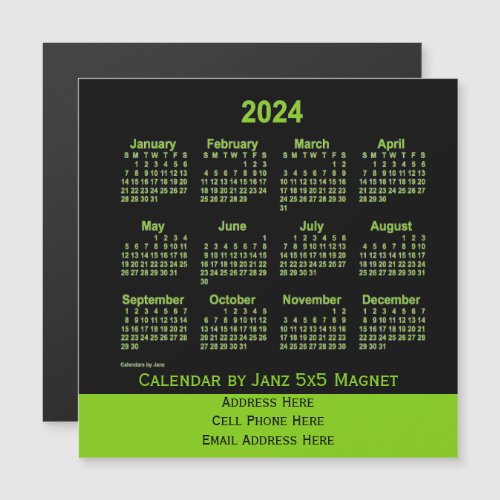 2024 Neon Yellow Green Business Calendar by Janz