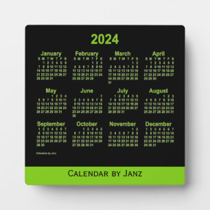 2024 Neon Yellow Green Desk Calendar by Janz Plaque