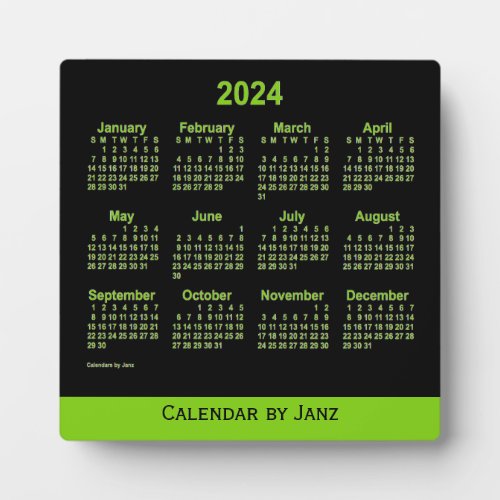 2024 Neon Yellow Green Desk Calendar by Janz Plaque