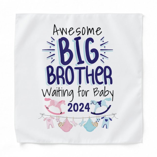 2024 New Big Brother Waiting for Baby Sibling Bandana (Front)