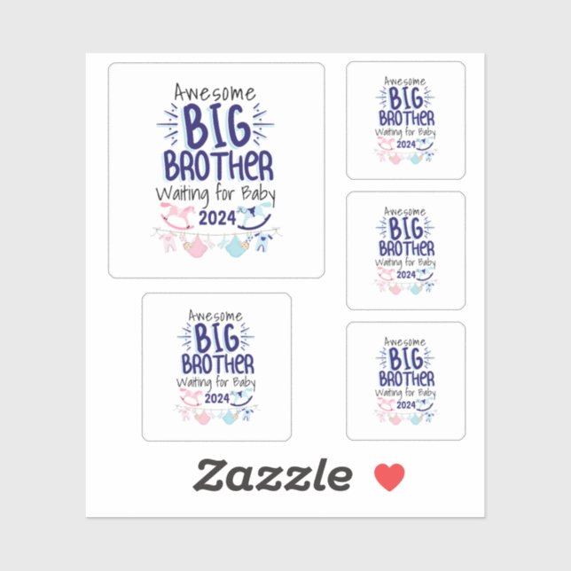 2024 New Big Brother Waiting for Baby Sibling Sticker (Sheet)