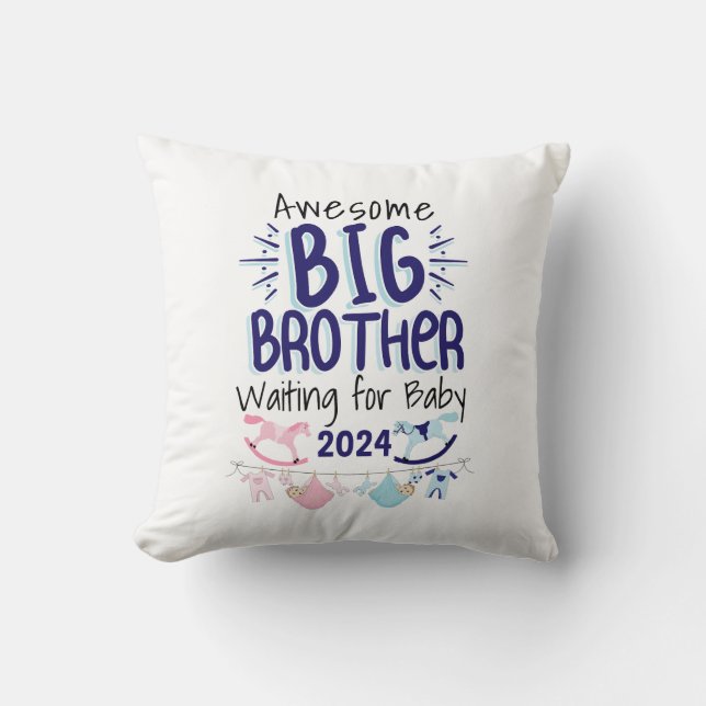 2024 New Big Brother Waiting for Baby Sibling Throw Pillow (Front)