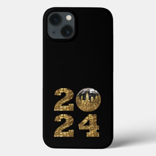 2024_New Year_Ball_NYC Gold_ iPhone 13 Case