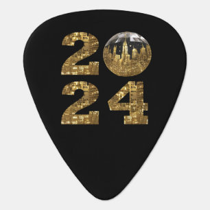 2024-New Year-Ball-NYC Gold- Guitar Pick
