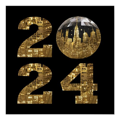 2024 New Year_Ball_NYC Gold_ Poster