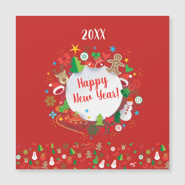 2024 New Year Christmas Holiday Magnetic Card (Front)