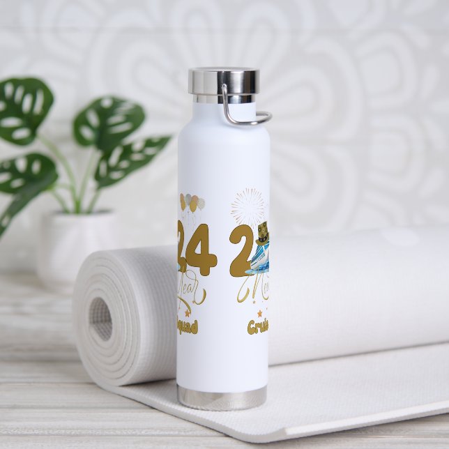 2024 New Year Cruise Squad NYE Party Travel Group  Water Bottle (Yoga)