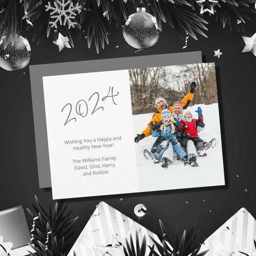2024 New Year Family Photo Modern     Holiday Card