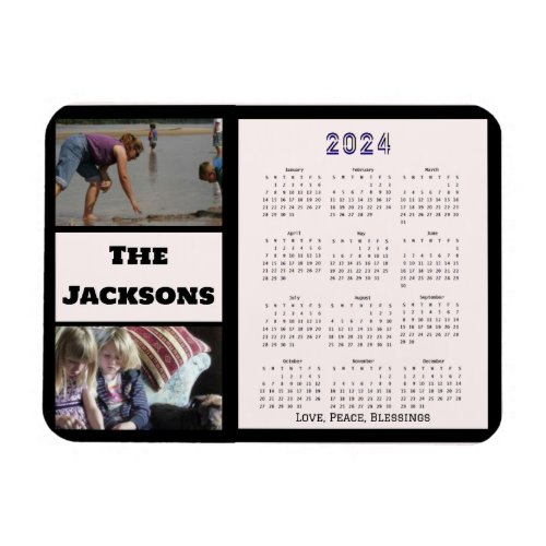 2024 New Year Family Photograph Memory Calendar Magnet
