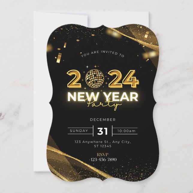 2024 New Year Party Invitation (Front)