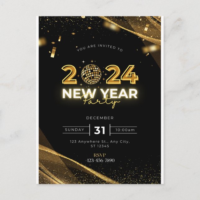 2024 New Year Party Invitation Postcard (Front)