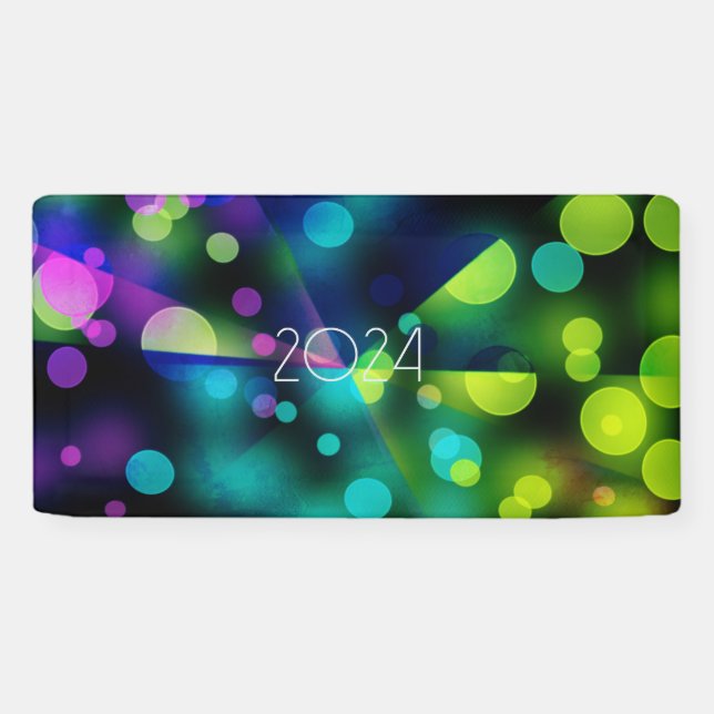 2024 new year with multicolor bubbles banner (Horizontal)