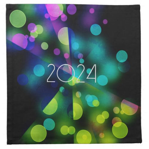 2024 new year with multicolor bubbles cloth napkin