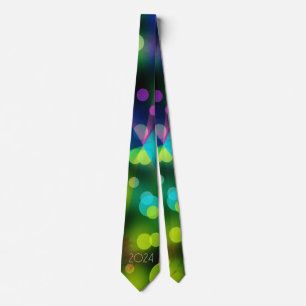 2024 new year with multicolor bubbles neck tie
