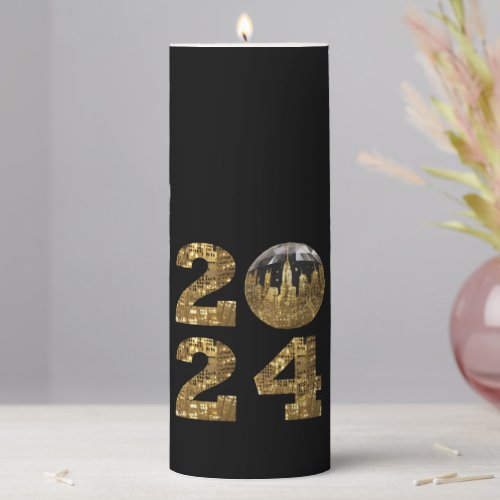 2024 New Years Eve Party_Ball_NYC Gold_ Pillar Candle