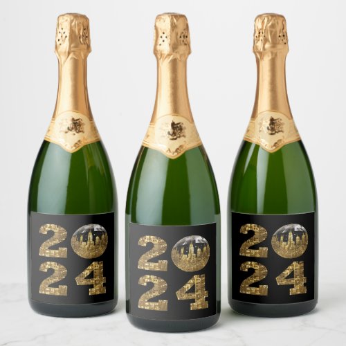 2024 New Years Eve Party_Ball_NYC Gold_ Sparkling Wine Label