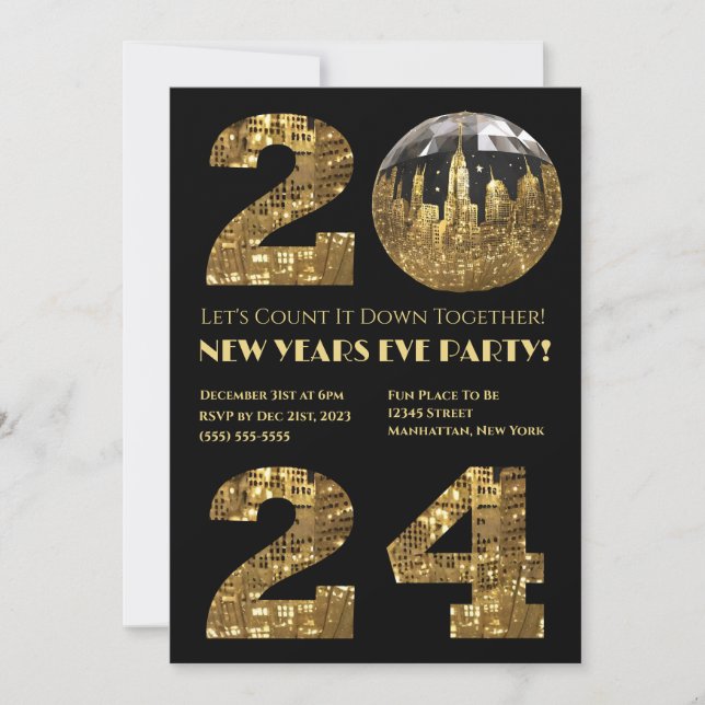 2024 New Year's Eve Party-Ball-NYC- Invitation (Front)